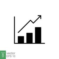 Profit growth icon. Simple solid style. Growing bars graphic with rising arrow, money gain, business concept. Black silhouette, glyph symbol. Vector illustration isolated on white background. EPS 10.