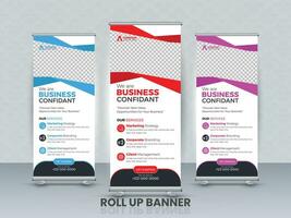 Stylish roll up business standee banner design vector