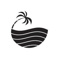 ocean wave with palm tree logo design vector illustration