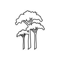 línea icono roble árbol vector ilustración en blanco antecedentes.