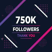 Thank you 750k subscribers or followers. web social media modern post design vector