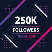 Thank you 250k subscribers or followers. web social media modern post design vector