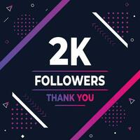 Thank you 2k subscribers or followers. web social media modern post design vector