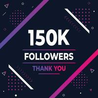 Thank you 150k subscribers or followers. web social media modern post design vector