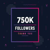 Thank you 750k subscribers or followers. web social media modern post design vector