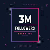 Thank you 3m subscribers or followers. web social media modern post design vector