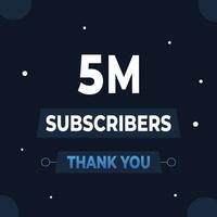 Thank you 5m subscribers or followers. web social media modern post design vector