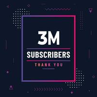 Thank you 3m subscribers or followers. web social media modern post design vector