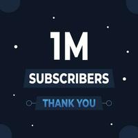 Thank you 1m subscribers or followers. web social media modern post design vector