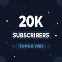 Thank you 20k subscribers or followers. web social media modern post design vector