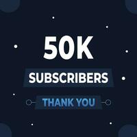 thank you 50k subscribers or followers. web social media modern post design vector