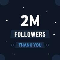 Thank you 2m subscribers or followers. web social media modern post design vector