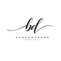 initial letter BD logo, flower handwriting logo design, vector logo for women beauty, salon, massage, cosmetic or spa brand art.