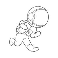 astronautas son en alto espíritu jugando rugby para colorante vector