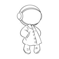 Hand draw astronaut wearing a jacket for coloring vector