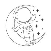 Astronauts are standing relaxed on the moon for coloring vector