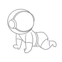 Astronaut baby learning to crawl for coloring vector