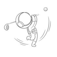 Astronaut is playing golf with passion for coloring vector