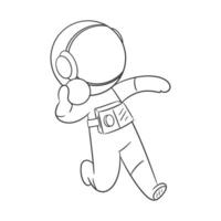 Astronaut in high spirits playing shot put for coloring vector