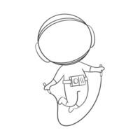 Astronaut doing a very good Jump Rope exercise for coloring vector