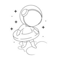 Astronaut is wearing a swim balloon for coloring vector