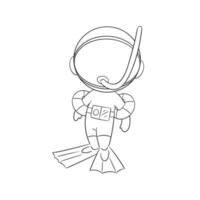 Astronaut wearing equipment for diving for coloring vector