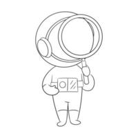 Astronaut is using a magnifying glass for coloring vector