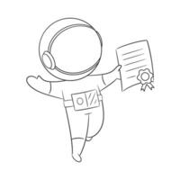 Astronaut is carrying a graduation letter for coloring vector