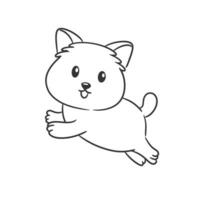 Cute puppy jumping and smiling for coloring vector