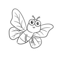 Cute butterfly is flying and smiling for coloring vector