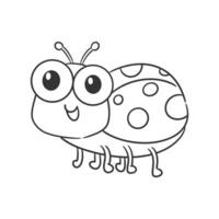 Cute beetle is walking and smiling for coloring vector