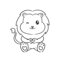 Cute lion wants to give love for coloring vector