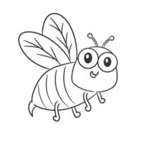 Cute bee is flying and smiling for coloring vector