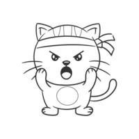 Cute kitten showing excited expression for coloring vector