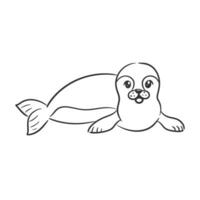 Hand drawn sea lion design for coloring vector