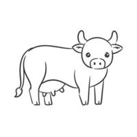 Hand drawn cute dairy cow for coloring vector