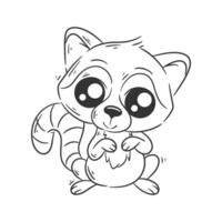 Cute raccoon is standing cartoon vector for coloring