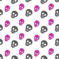 Seamless skull pattern in trendy pink and gray on pink background vector