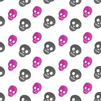 Seamless skull pattern in trendy pink and gray on pink background vector