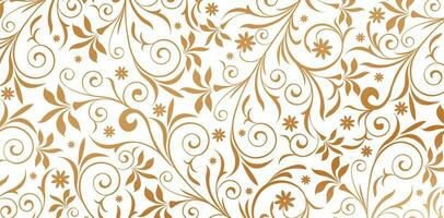 vector illustration ornament golden colors pattern with leaves and curls on a white background for Fashionable modern wallpapers or textile, books covers, Digital interfaces, prints templates