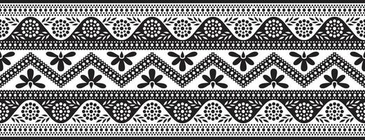 Vector black monochrome seamless indian ornament. Ethnic national border, India frame.