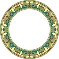 Vector colored round Turkish ornament. Endless Ottoman national border, frame, ring.