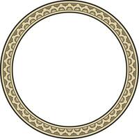 Vector round gold and black Indian national ornament. Ethnic plant circle, border. Frame, flower ring. Poppies and leaves