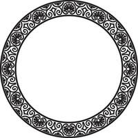 Vector monochrome black round classic renaissance ornament. Circle, ring european border, revival style frame