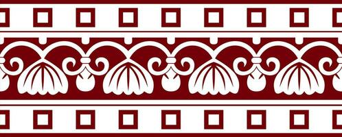 Vector red s ancient greece seamless ornament. Classic Endless pattern frame border Roman Empire.