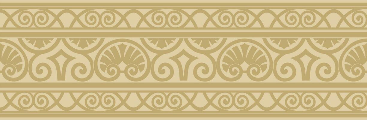 Vector gold seamless classic renaissance ornament. Endless european border, revival style frame