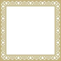 Vector gold square classic renaissance ornament. Endless european border, revival style frame