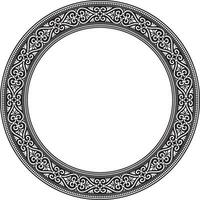 Vector black monochrome round ornament ring of ancient Greece. Classic pattern frame border Roman Empire.