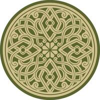 Vector green with black round ancient Byzantine ornament. Classical circle of the Eastern Roman Empire, Greece. Pattern motifs of Constantinople.
