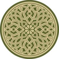 Vector green with black round ancient Byzantine ornament. Classical circle of the Eastern Roman Empire, Greece. Pattern motifs of Constantinople.